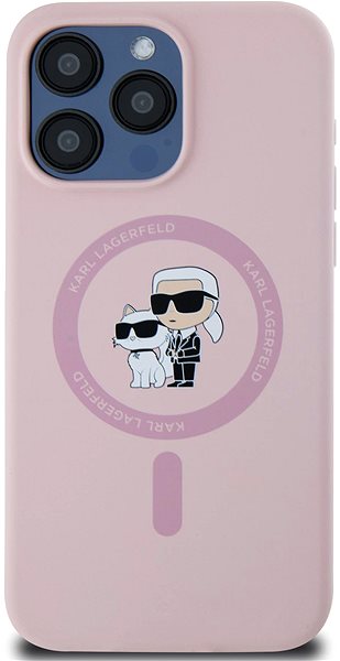 Handyhülle Karl Lagerfeld Liquid Silicone Karl and Choupette MagSafe Backcover für das iPhone 15 Pro Max Pink ...