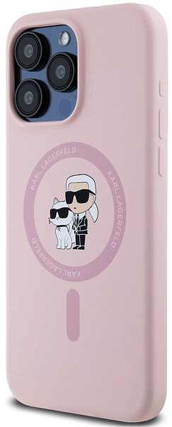 Handyhülle Karl Lagerfeld Liquid Silicone Karl and Choupette MagSafe Backcover für das iPhone 15 Pro Max Pink ...