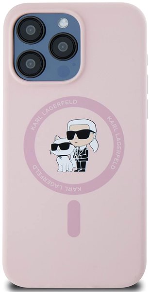 Handyhülle Karl Lagerfeld Liquid Silicone Karl and Choupette MagSafe Backcover für das iPhone 15 Pro Pink ...