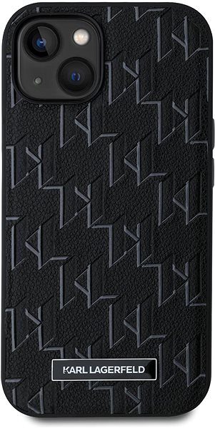 Handyhülle Karl Lagerfeld PU Leather Monogram Metal Logo MagSafe Rückseitenhülle für iPhone 14 Schwarz ...