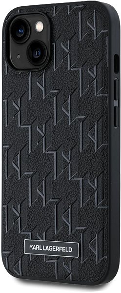 Handyhülle Karl Lagerfeld PU Leather Monogram Metal Logo MagSafe Rückseitenhülle für iPhone 14 Schwarz ...
