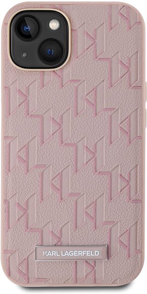 Handyhülle Karl Lagerfeld PU Leather Monogram Metal Logo MagSafe Backcover für das iPhone 14 Pink ...