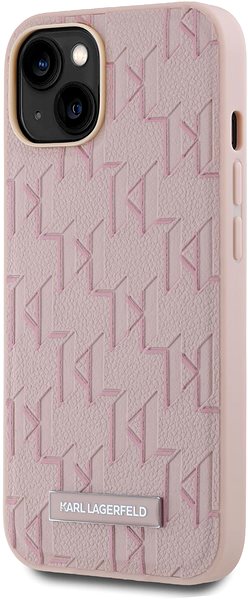 Handyhülle Karl Lagerfeld PU Leather Monogram Metal Logo MagSafe Backcover für das iPhone 14 Pink ...