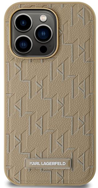 Handyhülle Karl Lagerfeld PU Leather Monogram Metal Logo MagSafe Backcover für das iPhone 14 Pro Beige ...