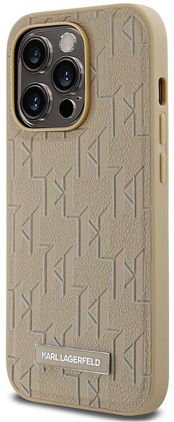 Handyhülle Karl Lagerfeld PU Leather Monogram Metal Logo MagSafe Backcover für das iPhone 14 Pro Beige ...