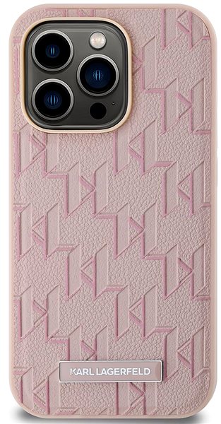 Handyhülle Karl Lagerfeld PU Leather Monogram Metal Logo MagSafe Backcover für das iPhone 14 Pro Pink ...