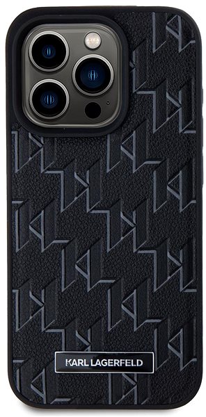 Handyhülle Karl Lagerfeld PU Leather Monogram Metal Logo MagSafe Backcover für das iPhone 15 Pro Black ...
