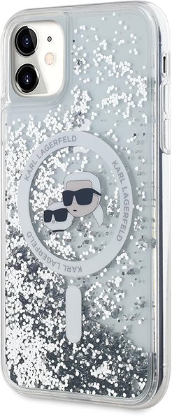 Handyhülle Karl Lagerfeld Liquid Glitter Karl and Choupette Heads MagSafe Backcover für das iPhone 11 Transparent ...