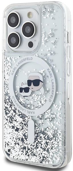 Handyhülle Karl Lagerfeld Liquid Glitter Karl and Choupette Heads MagSafe Backcover für das iPhone 13 Pro Max Tran ...