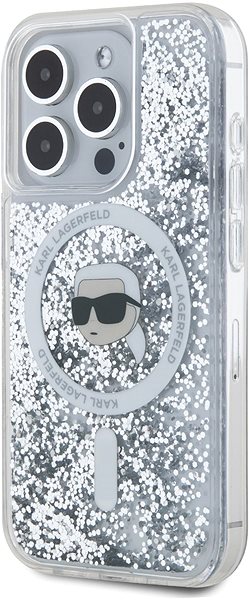 Handyhülle Karl Lagerfeld Liquid Glitter Karl Head MagSafe Backcover für das iPhone 15 Pro Max Transparent ...