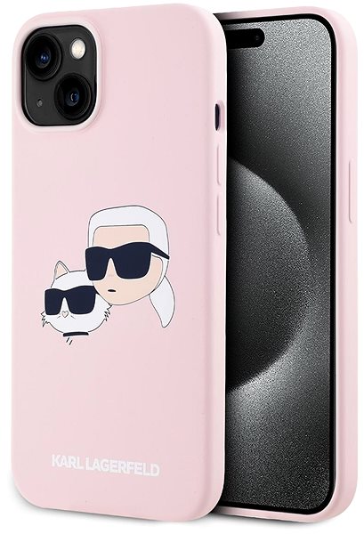 Handyhülle Karl Lagerfeld Liquid Silicone Double Heads MagSafe Backcover für das iPhone 14 Pink ...