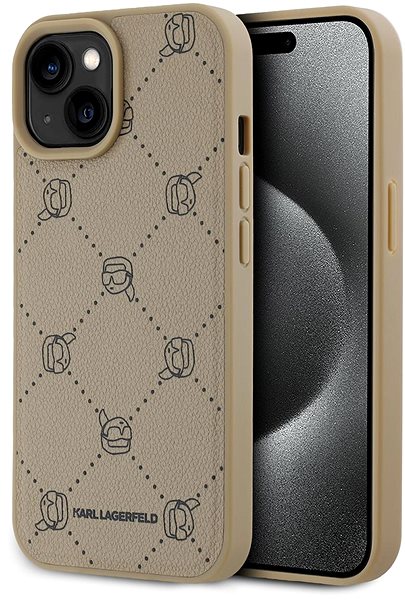 Handyhülle Karl Lagerfeld PU Karl Heads Pattern MagSafe Backcover für das iPhone 15 Beige ...