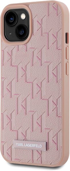 Handyhülle Karl Lagerfeld PU Leather Monogram Metal Logo MagSafe Backcover für das iPhone 15 Pink ...
