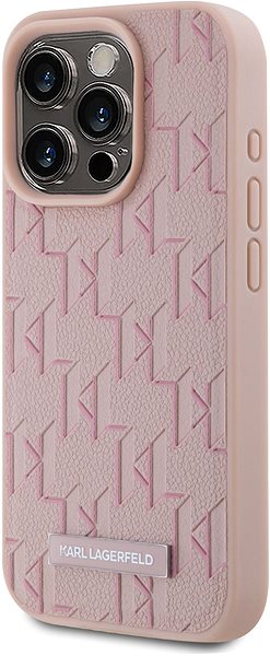 Telefon tok Karl Lagerfeld PU Leather Monogram Metal Logo iPhone 15 Pro MagSafe rózsaszín tok ...
