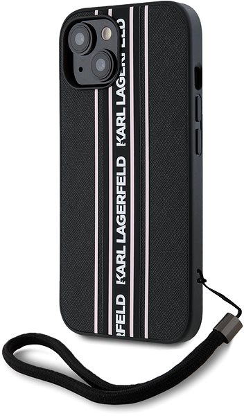 Handyhülle Karl Lagerfeld PU Saffiano Athleisure Stripe and Strap Backcover für das iPhone 15 Pink ...