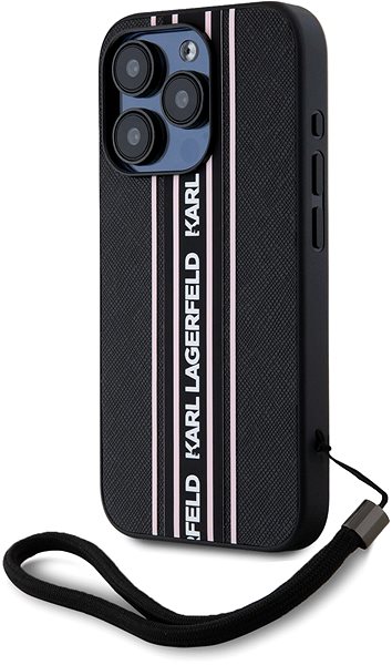 Handyhülle Karl Lagerfeld PU Saffiano Athleisure Stripe and Strap Backcover für das iPhone 15 Pro Max Pink ...