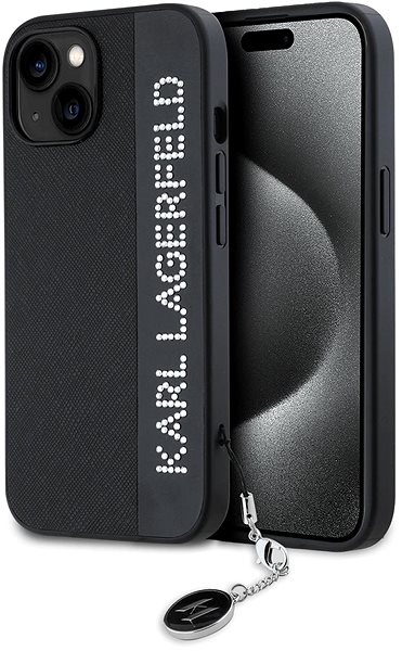 Handyhülle Karl Lagerfeld PU Saffiano Rhinestone Charm Backcover für das iPhone 14 Black ...