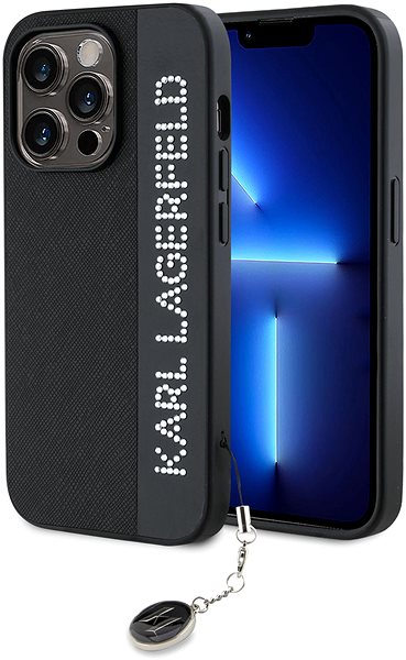 Handyhülle Karl Lagerfeld PU Saffiano Rhinestone Charm Backcover für das iPhone 14 Pro Max Black ...