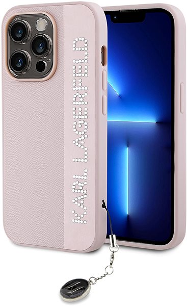 Handyhülle Karl Lagerfeld PU Saffiano Rhinestone Charm Backcover für das iPhone 14 Pro Pink ...