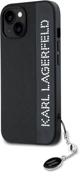 Handyhülle Karl Lagerfeld PU Saffiano Rhinestone Charm Backcover für das iPhone 15 Black ...