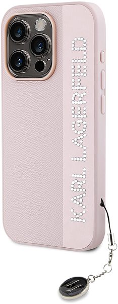 Handyhülle Karl Lagerfeld PU Saffiano Rhinestone Charm Backcover für das iPhone 15 Pro Pink ...