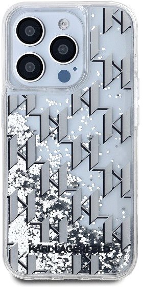 Telefon tok Karl Lagerfeld Liquid Glitter Monogram Gradient iPhone 15 Pro Max fehér tok ...