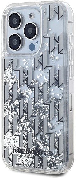 Telefon tok Karl Lagerfeld Liquid Glitter Monogram Gradient iPhone 15 Pro Max fehér tok ...
