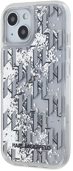 Handyhülle Karl Lagerfeld Liquid Glitter Monogram Gradient Backcover für das iPhone 15 White ...
