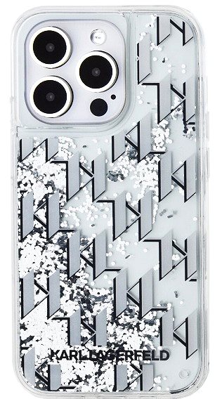 Telefon tok Karl Lagerfeld Liquid Glitter Monogram Gradient iPhone 14 Pro fehér tok ...