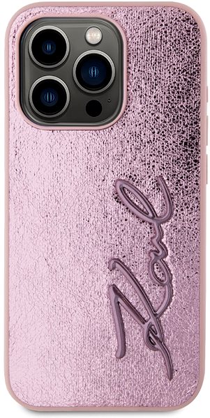 Telefon tok Karl Lagerfeld Wrinkled Signature Logo iPhone 15 Pro rózsaszín PU tok ...