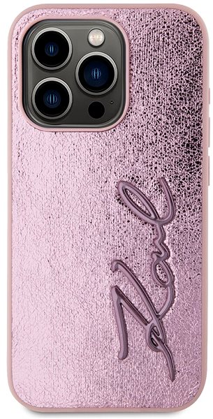 Telefon tok Karl Lagerfeld Wrinkled Signature Logo iPhone 15 Pro Max rózsaszín PU tok ...