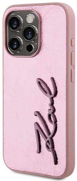 Telefon tok Karl Lagerfeld Wrinkled Signature Logo iPhone 15 Pro Max rózsaszín PU tok ...