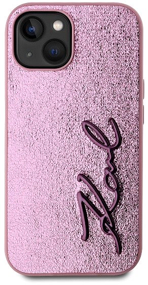 Handyhülle Karl Lagerfeld Wrinkled PU Signature Logo Backcover für das iPhone 15 Pink ...