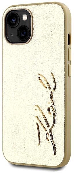 Handyhülle Karl Lagerfeld Wrinkled PU Signature Logo Backcover für das iPhone 15 Gold ...