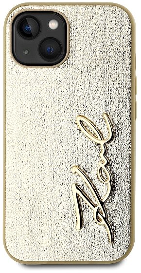 Handyhülle Karl Lagerfeld Wrinkled PU Signature Logo Backcover für das iPhone 14 Gold ...
