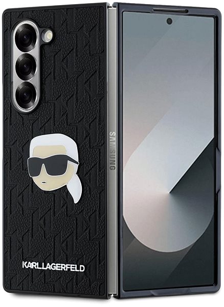 Handyhülle Karl Lagerfeld PU Saffiano Monogramm Karl Head Back Cover für das Samsung Galaxy Z Fold6 Black ...