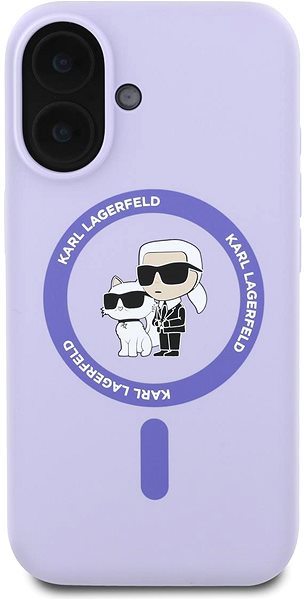 Handyhülle Karl Lagerfeld Liquid Silicone Karl und Choupette MagSafe Back Cover für iPhone 16 Lila ...