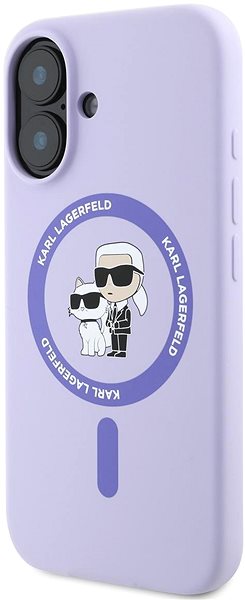 Handyhülle Karl Lagerfeld Liquid Silicone Karl und Choupette MagSafe Back Cover für iPhone 16 Lila ...