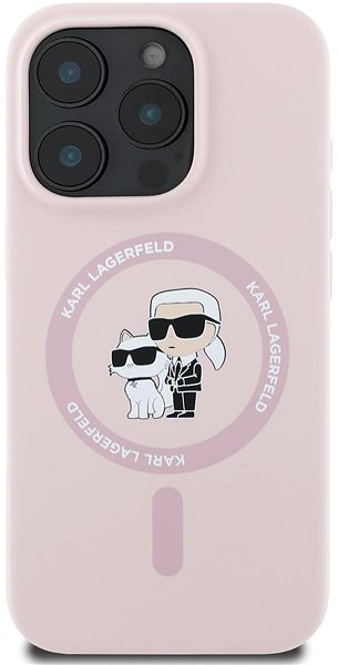 Handyhülle Karl Lagerfeld Liquid Silicone Karl and Choupette MagSafe Back Cover für das iPhone 16 Pro Pink ...