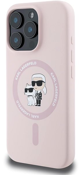 Handyhülle Karl Lagerfeld Liquid Silicone Karl and Choupette MagSafe Back Cover für das iPhone 16 Pro Pink ...
