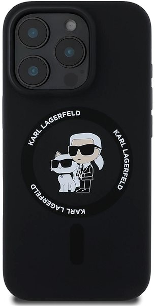 Handyhülle Karl Lagerfeld Liquid Silicone Karl and Choupette MagSafe Back Cover für iPhone 16 Pro Max Black ...