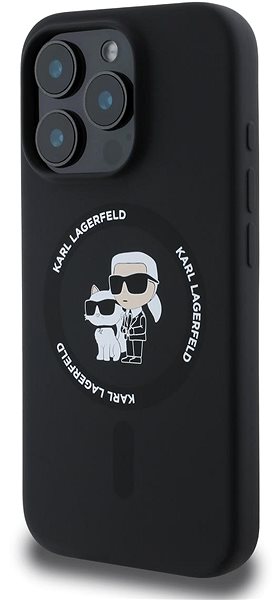 Handyhülle Karl Lagerfeld Liquid Silicone Karl and Choupette MagSafe Back Cover für iPhone 16 Pro Max Black ...