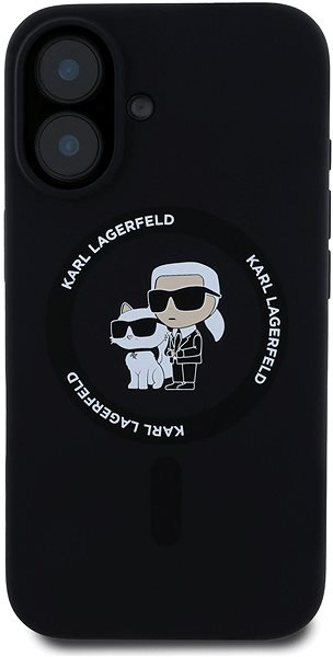 Handyhülle Karl Lagerfeld Liquid Silicone Karl and Choupette MagSafe Back Cover für iPhone 16 Plus Black ...