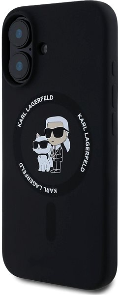 Handyhülle Karl Lagerfeld Liquid Silicone Karl and Choupette MagSafe Back Cover für iPhone 16 Black ...