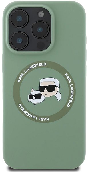 Kryt na mobil Karl Lagerfeld Liquid Silicone K&CH Heads MagSafe Zadný kryt na iPhone 16 Pro Kaki ...
