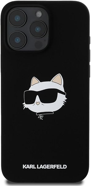 Handyhülle Karl Lagerfeld Liquid Silicone Choupette Head MagSafe Rückabdeckung für iPhone 16 Pro Black ...
