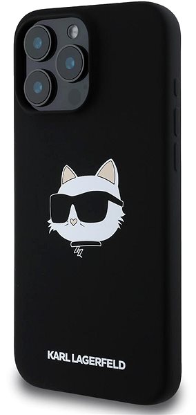 Handyhülle Karl Lagerfeld Liquid Silicone Choupette Head MagSafe Rückabdeckung für iPhone 16 Pro Black ...