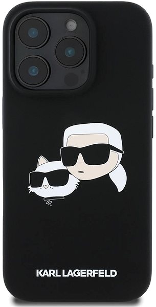 Handyhülle Karl Lagerfeld Liquid Silicone Double Heads MagSafe Back Cover für iPhone 16 Pro Max Black ...
