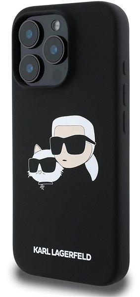 Handyhülle Karl Lagerfeld Liquid Silicone Double Heads MagSafe Back Cover für iPhone 16 Pro Max Black ...