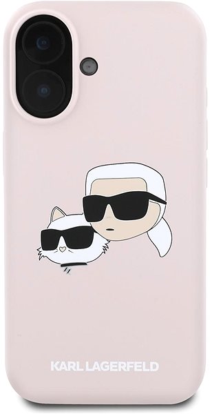 Handyhülle Karl Lagerfeld Liquid Silicone Double Heads MagSafe Back Cover für das iPhone 16 Pink ...
